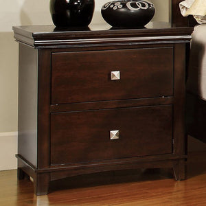 Transitional Nightstand, Brown Cherry Finish