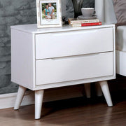 Mid-Century Modern Nightstand, White Finish