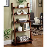 Transitional Style Ladder Shelf, Antique Oak Finish