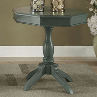 Transitional Octagon Accent Table, Antique Teal