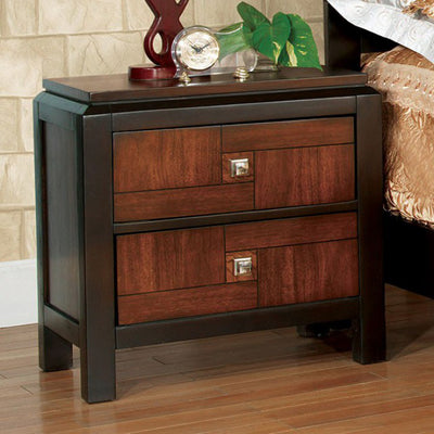 Transitional Nightstand, Acacia & Walnut