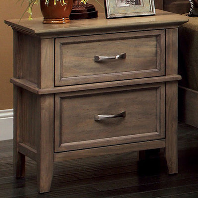 Transitional Nightstand, Weathered Oak Finish