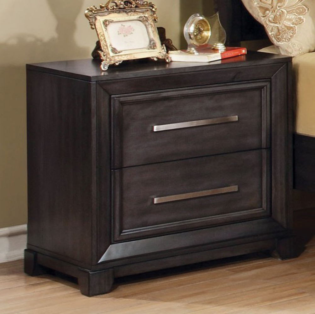 Transitional Nightstand, Dark Gray Finish