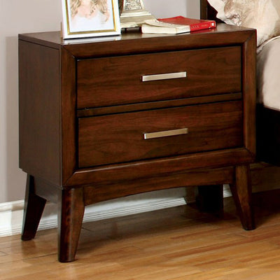 Transitional Nightstand, Brown Cherry Finish