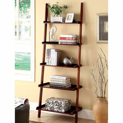 Contemporary Ladder Shelf, Cherry Finish