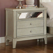 Contemporary Style Nightstand, Silver Finish