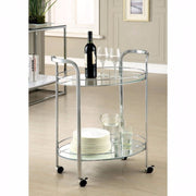 Contemporary Serving Cart In Chrome Finish