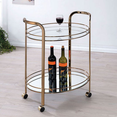 Contemporary Serving Cart In Champagne