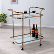 Contemporary Serving Cart In Champagne Finish