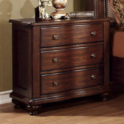 Traditional Elegant Night Stand In Brown Cherry Finish