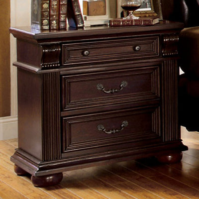 Luxurious English Night Stand In Brown Cherry Finish