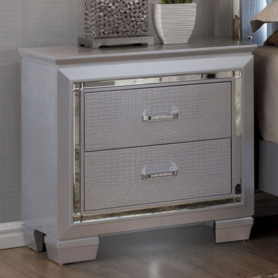 Contemporary Night Stand In Silver