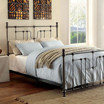 Contemporary Metal Queen Bed, Black