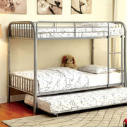 Elegant Metal Twin-Twin Bunk Bed, Silver
