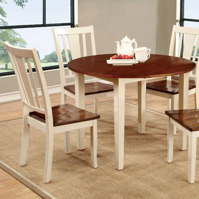 Dover Transitional Dining Table, Vintage White & Cherry