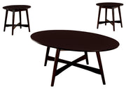 Mid-Century Modern 3 Pc. Table Set , Brown Cherry
