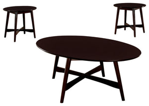 Mid-Century Modern 3 Pc. Table Set , Brown Cherry