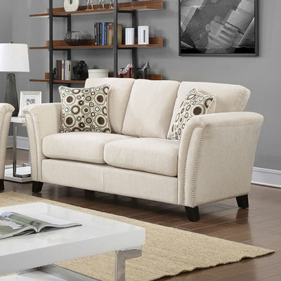 Contemporary Love Seat, Ivory