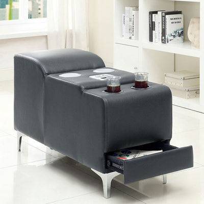 Gray Bonded Leather Bluetooth Speaker Console