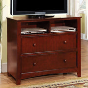 Spacious Wooden Media Chest, Cherry Brown