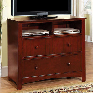 Spacious Wooden Media Chest, Cherry Brown