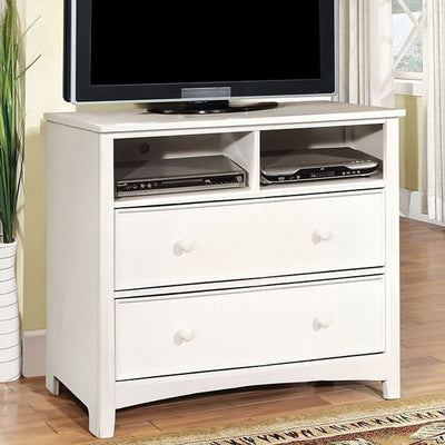 Contemporary Style Wooden Media Chest, White