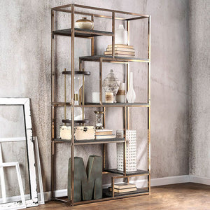 Contemporary Display Shelf, Champgne Finish