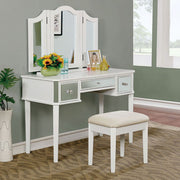 Contemporary Vanity With Stool, White