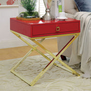 Contemporary Style Side Table, Red