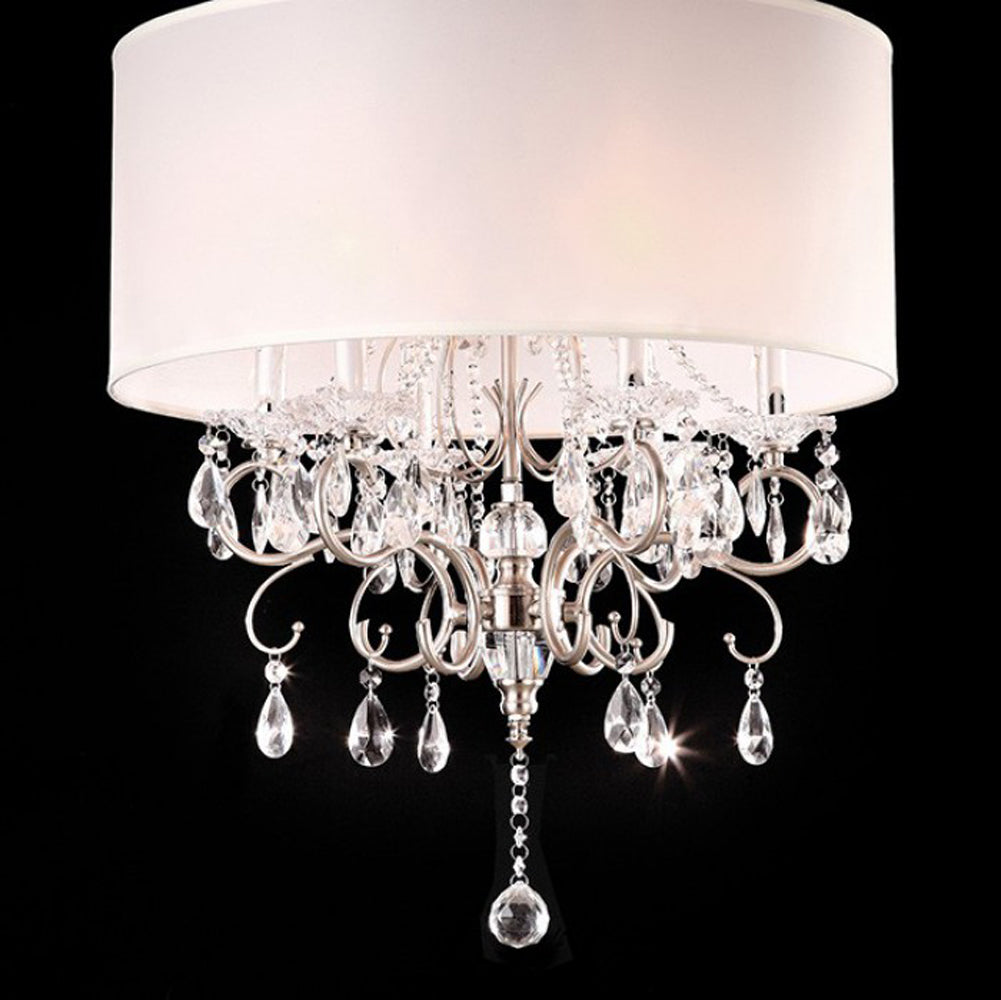 Traditional Ceiling Lamp, White and Chrome