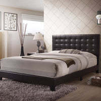 Sophisticated Transitional Style Queen Size Padded Bed, Brown