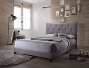 Luxurious Contemporary Style Upholstered Queen Bed, Grey