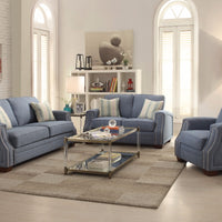 Spruce Sofa with 2 Pillows, Light Blue Fabric