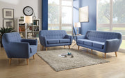 Elegant Pinewood Sofa, Blue Linen