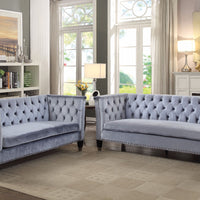 Imperial Looking Sofa, Blue-Gray Velvet