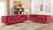 Modern Elegant Sofa, Red Velvet