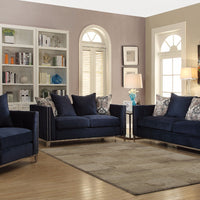 Majestic Sofa with 5 Pillows, Blue