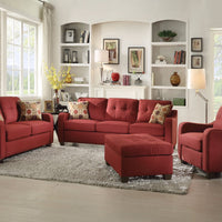 Smart Looking Sofa with 2 Pillows, Red Linen
