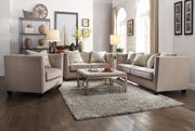 Contemporary Style Sofa with 4 Pillows, Beige Fabric