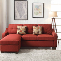 Splendid Sectional Sofa With 2 Pillows, Red Linen