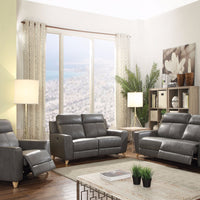 Urban Sofa (Power Motion), Gray Leather-Aired Match