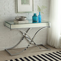 Sophisticated Sofa Table, Mirrored Top & Chrome (Silver)