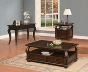 Elegant Coffee Table With 2 Drawers , Walnut Brown