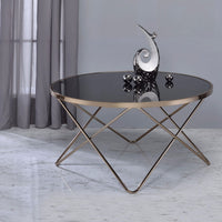 Alluring Coffee Table, Black Glass & Gold
