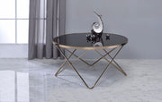 Alluring Coffee Table, Black Glass & Gold