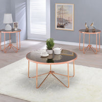 Charming Coffee Table, Smoky Glass & Rose Gold