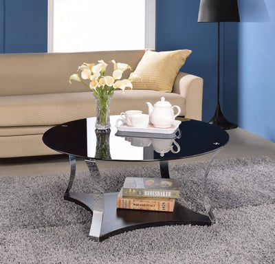 Impressive Coffee Table, Black Glass & Chrome