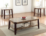 Modish Coffee Table, Faux Marble & Brown