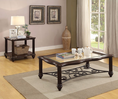 Elegant Coffee Table, Dark Walnut & Clear Glass