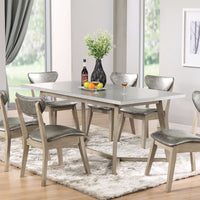 Amiable Dining Table, Light Gray & Antique Beige